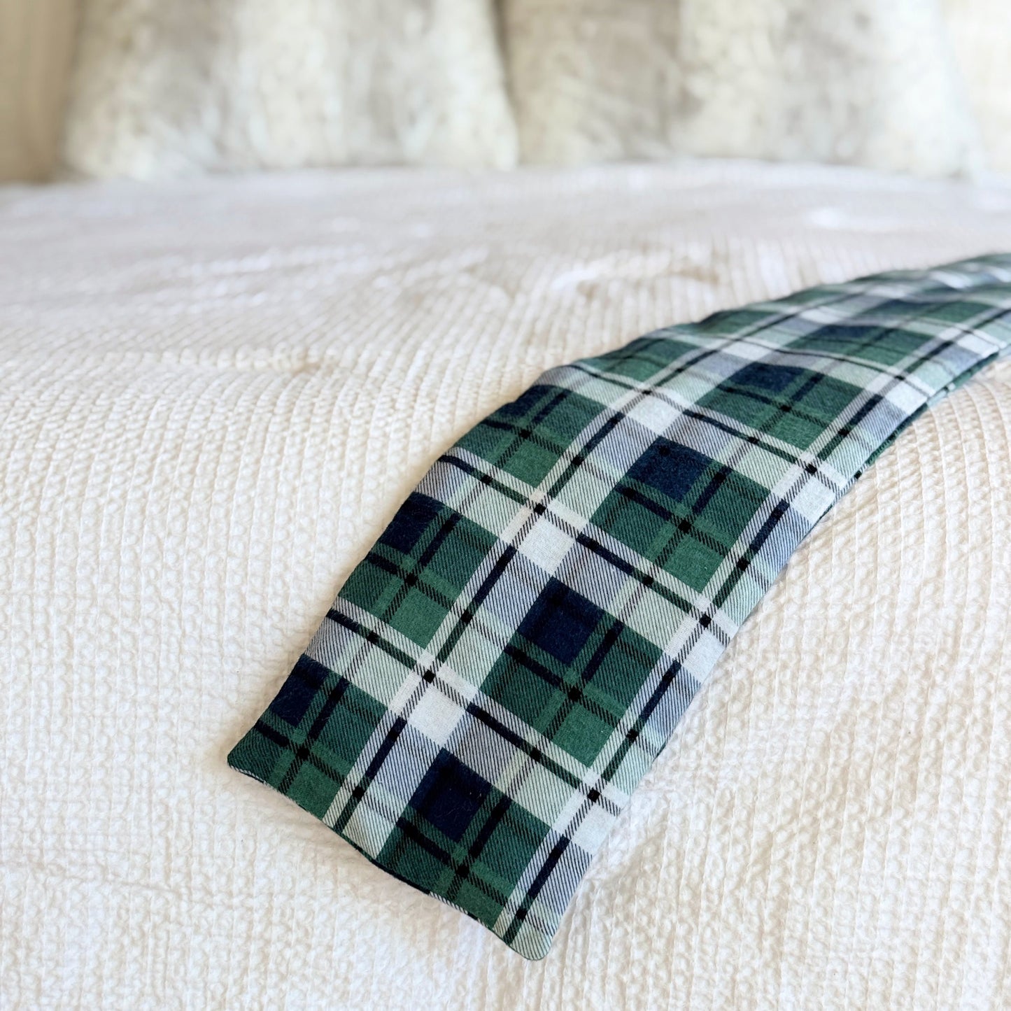 green plaid neck heat pad