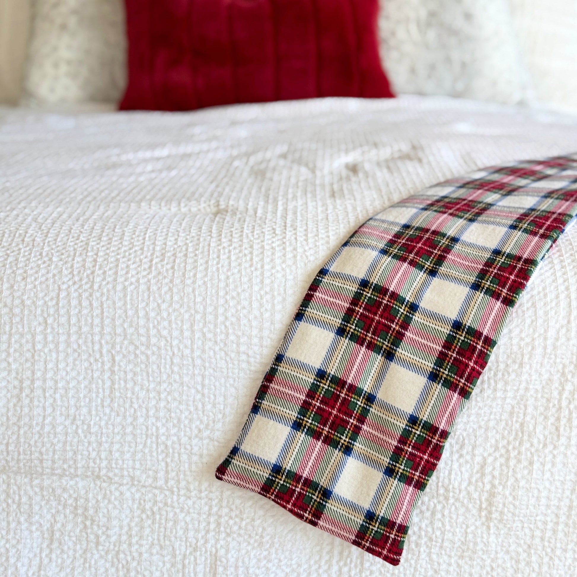 christmas plaid flannel neck heat pad