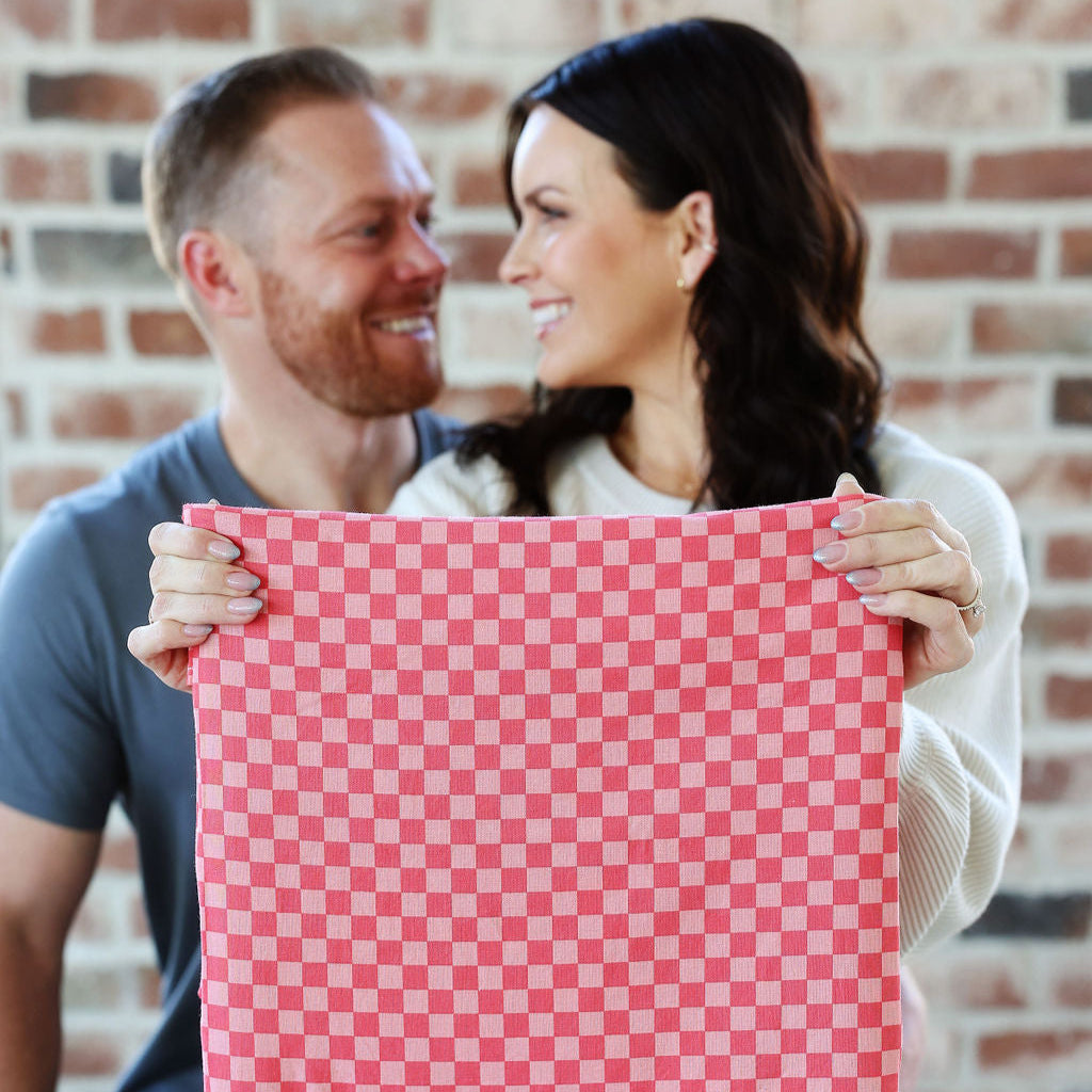 pink checkered heat pad