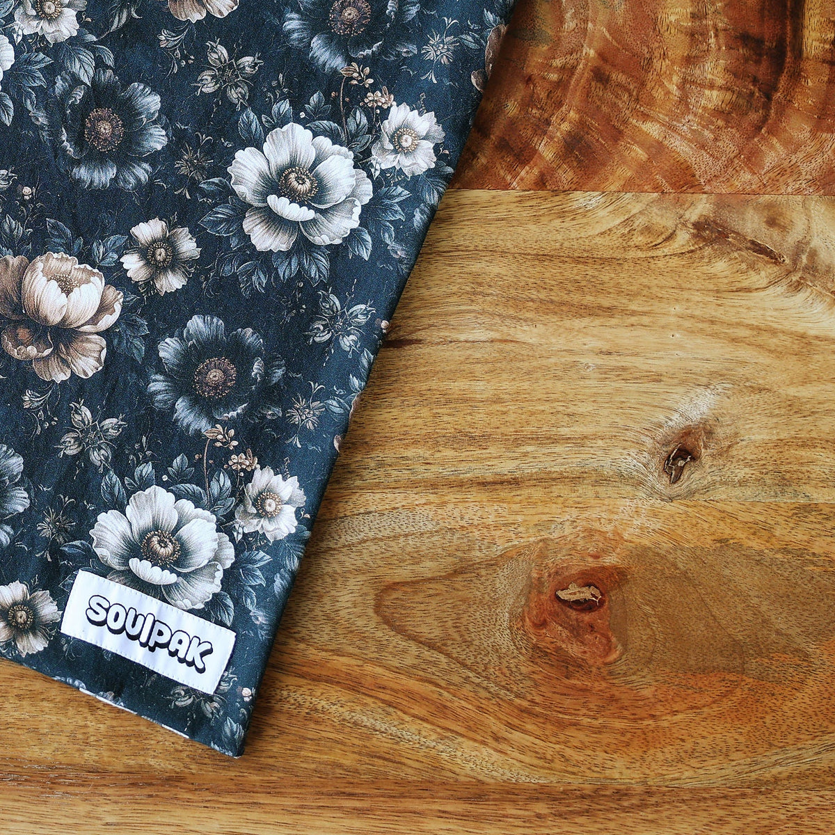 heat pad with black floral
